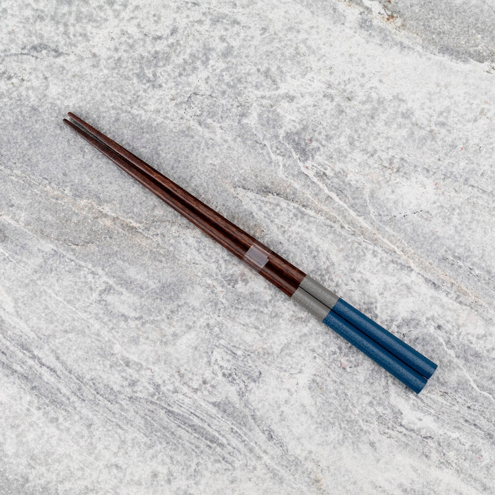 Kawai Japanese Sushi Chopsticks - Hachikaku Nuriwake Bicolor Navy