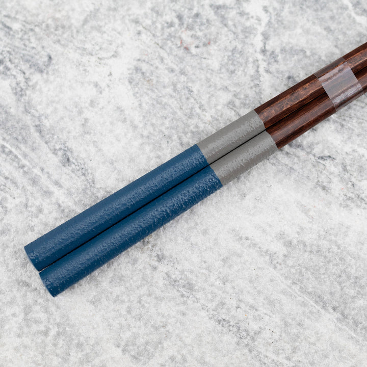 Kawai Japanese Sushi Chopsticks - Hachikaku Nuriwake Bicolor Navy