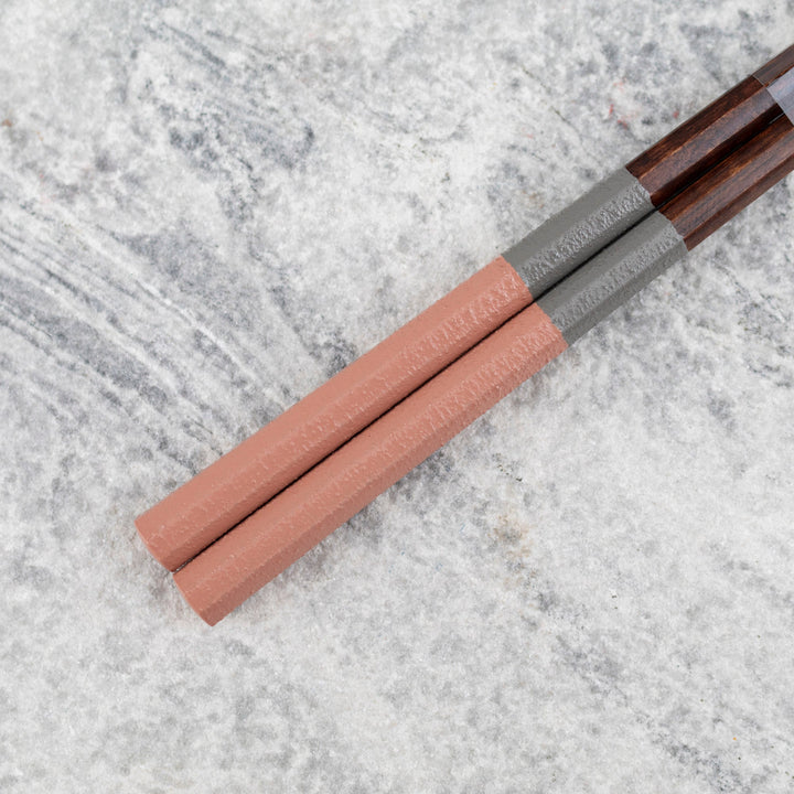 Kawai Japanese Sushi Chopsticks - Hachikaku Nuriwake Bicolor Pink