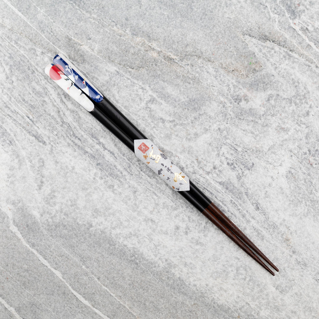 Kawai Japanese Sushi Chopsticks - Meoto Crane Black
