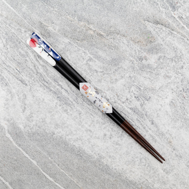 Kawai Japanese Sushi Chopsticks - Meoto Crane Black