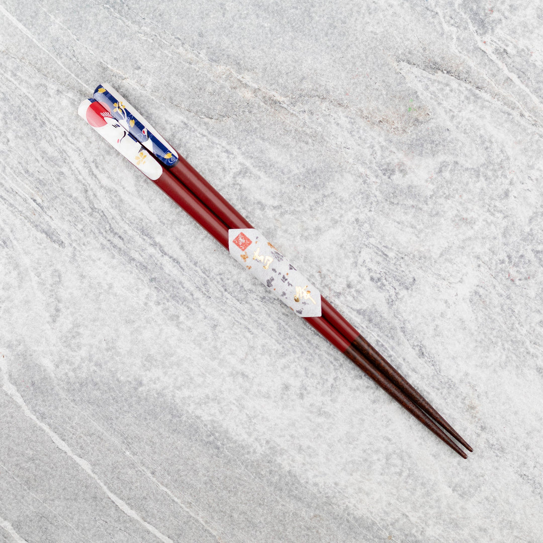 Kawai Japanese Sushi Chopsticks - Meoto Crane Red