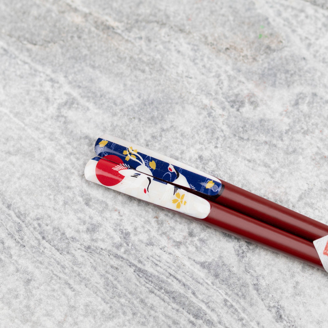 Kawai Japanese Sushi Chopsticks - Meoto Crane Red