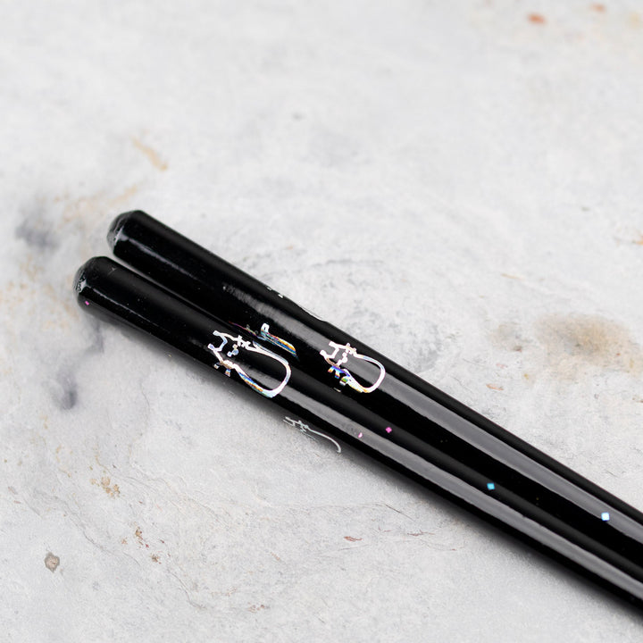 Kawai Japanese Sushi Chopsticks - Oshidori Neko Black
