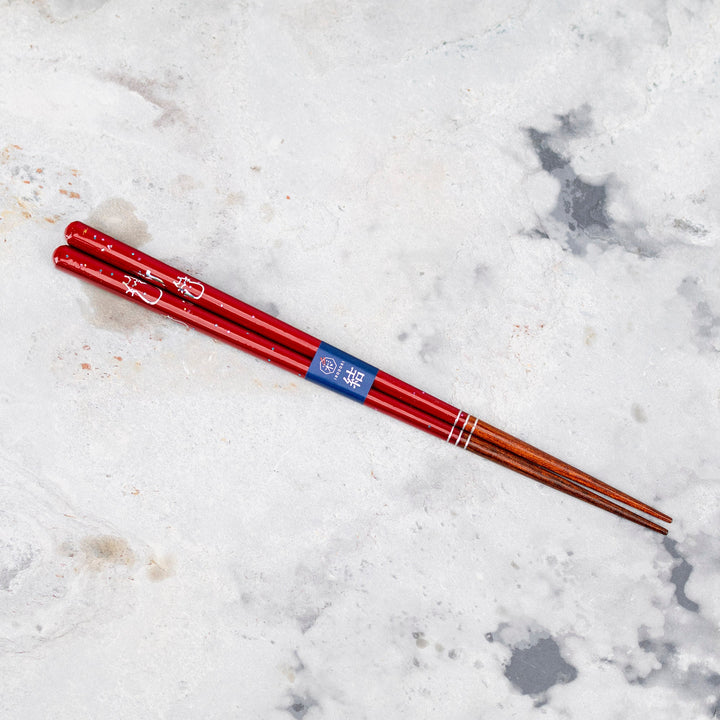 Kawai Japanese Sushi Chopsticks - Oshidori Neko Red