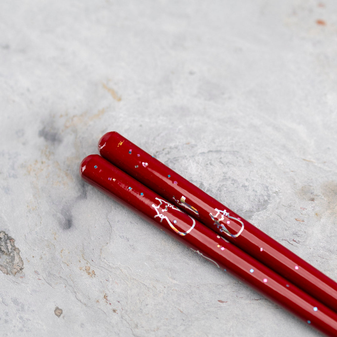 Kawai Japanese Sushi Chopsticks - Oshidori Neko Red