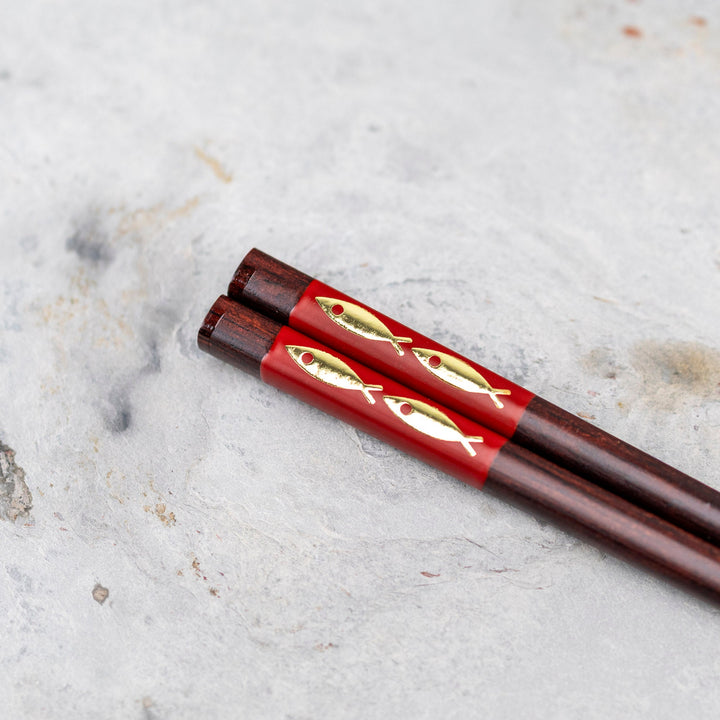 Kawai Japanese Sushi Chopsticks - Sakana Asobi Red