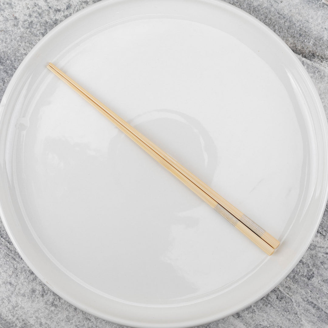 Kawai Japanese Sushi Chopsticks - Slim Bamboo Square Silver