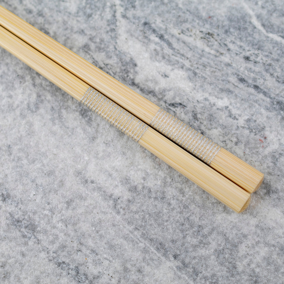 Kawai Japanese Sushi Chopsticks - Slim Bamboo Square Silver