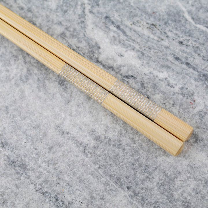 Kawai Japanese Sushi Chopsticks - Slim Bamboo Square Silver