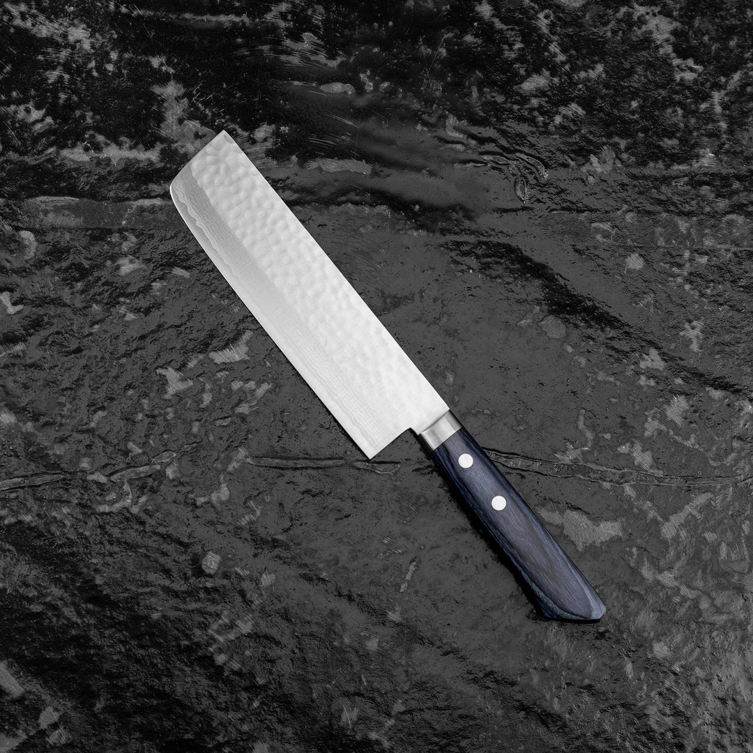Nakiri 16,5 cm Kunio Masutani Hammered Blue Damascus VG-10