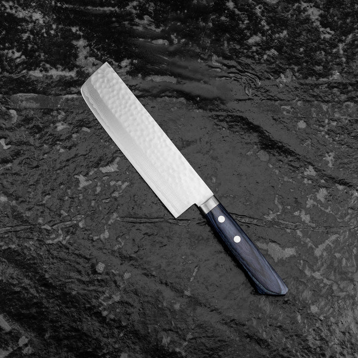 Nakiri 16,5 cm Kunio Masutani Hammered Blue Damascus VG-10