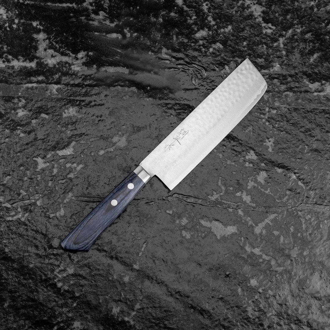 Nakiri 16,5 cm Kunio Masutani Hammered Blue Damascus VG-10