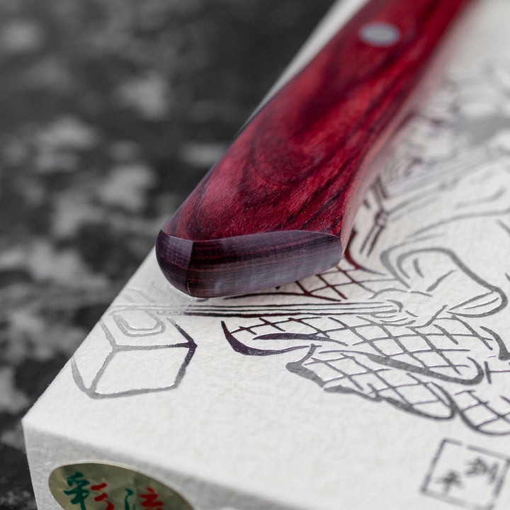 Santoku 17 cm Kunio Masutani Hammered Red Damascus VG-10