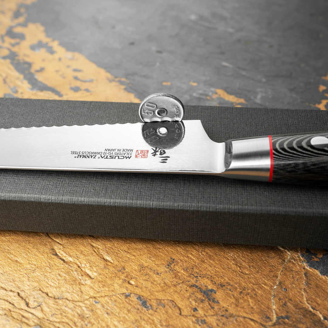 Bread Knife 16,5 cm Mcusta Zanmai Pro Zebra Damascus VG-10