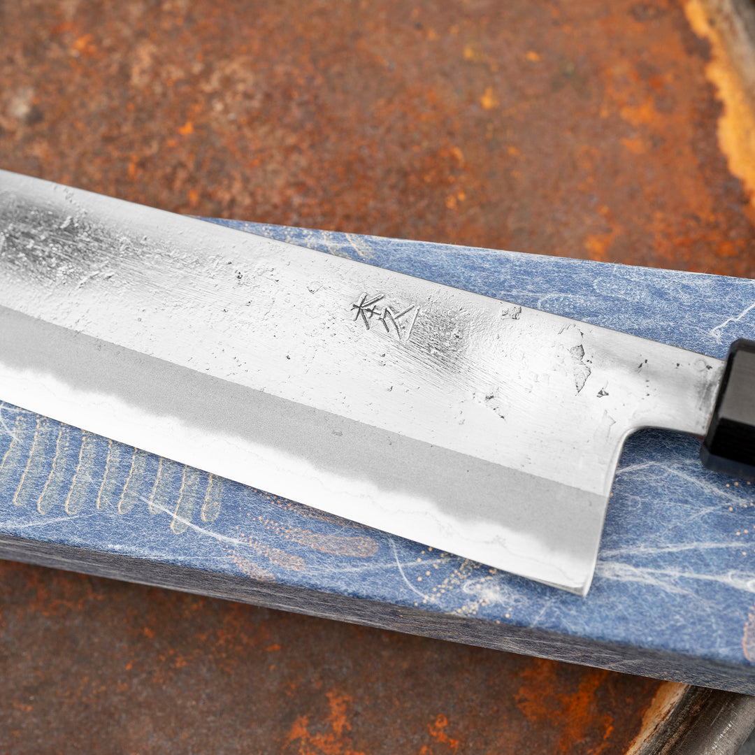 Nakiri 16,5 cm Motokyuuichi Hammer Polish Aogami Super/Iron