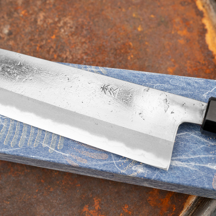 Nakiri 16,5 cm Motokyuuichi Hammer Polish Aogami Super/Iron