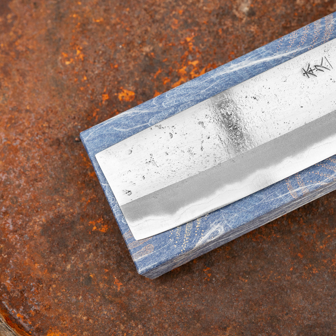 Nakiri 16,5 cm Motokyuuichi Hammer Polish Aogami Super/Iron