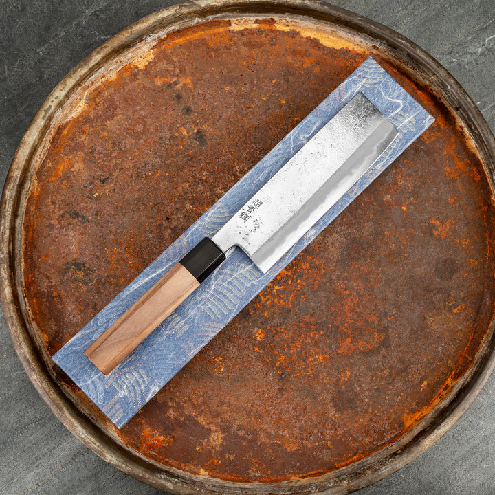 Nakiri 16,5 cm Motokyuuichi Hammer Polish Aogami Super/Iron
