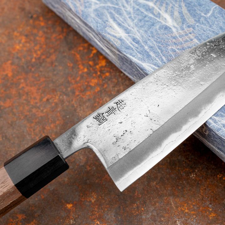 Santoku 16,5 cm Motokyuuichi Hammer Polish Aogami Super/Iron