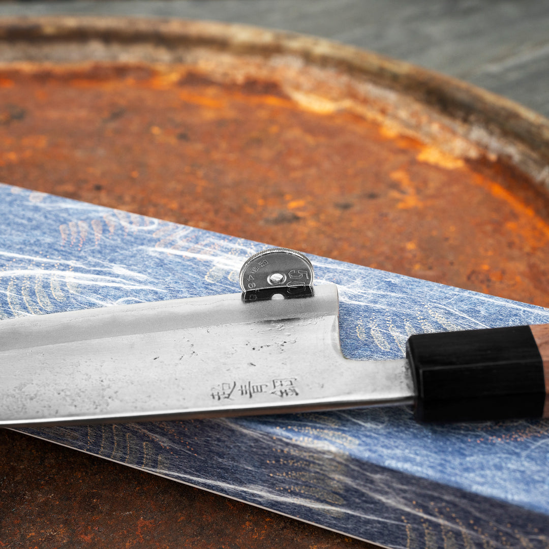 Santoku 16,5 cm Motokyuuichi Hammer Polish Aogami Super/Iron