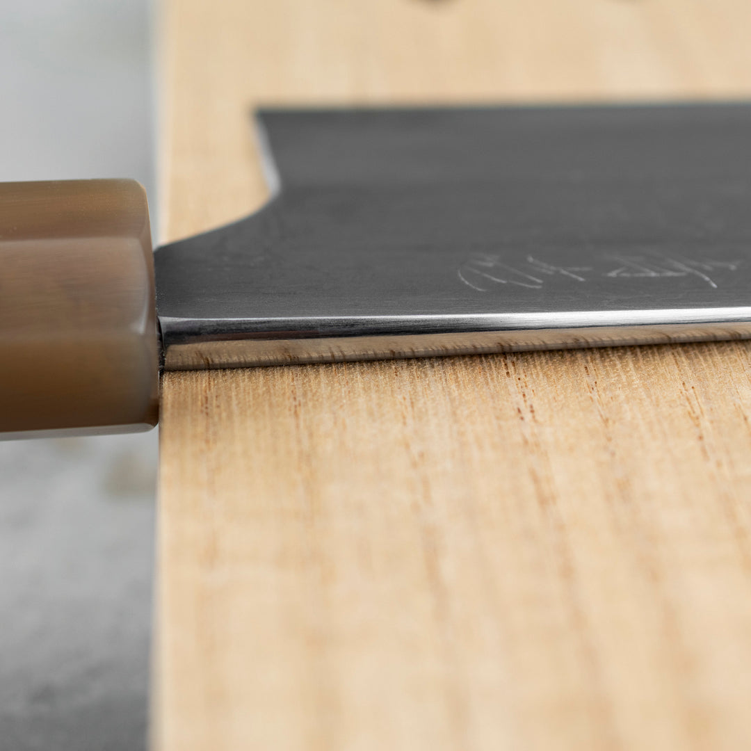Gyuto 21 cm Naoki Mazaki Hon-Sanmai Damascus Aogami#1/Iron