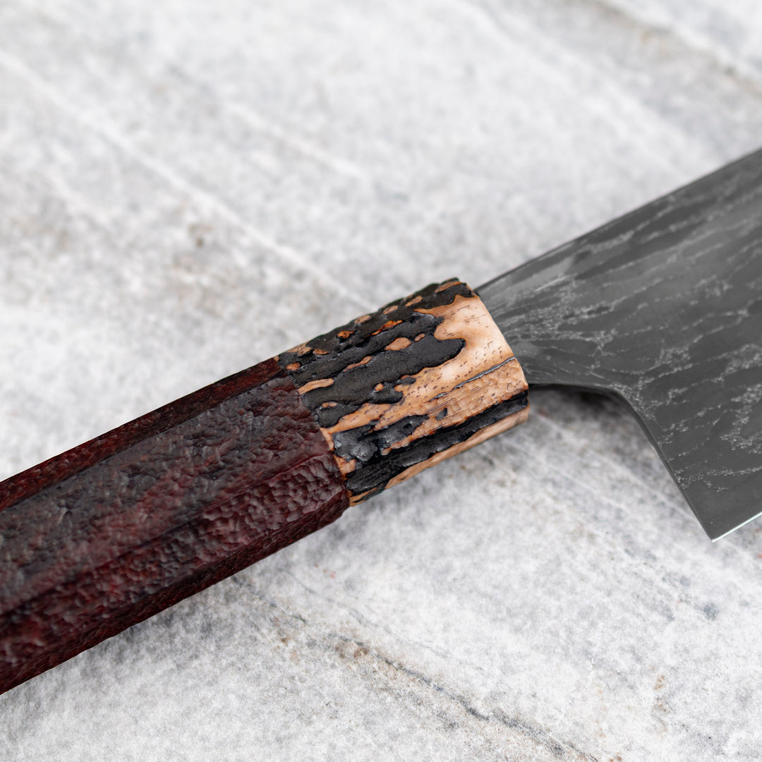 Kiritsuke Gyuto 21 cm Naoki Mazaki Hon-Sanmai Damascus Wootz  Aogami#1/Iron