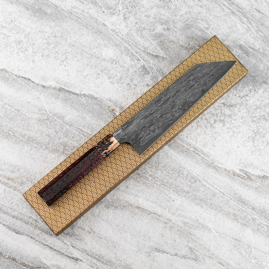 Kiritsuke Gyuto 21 cm Naoki Mazaki Hon-Sanmai Damascus Wootz  Aogami#1/Iron