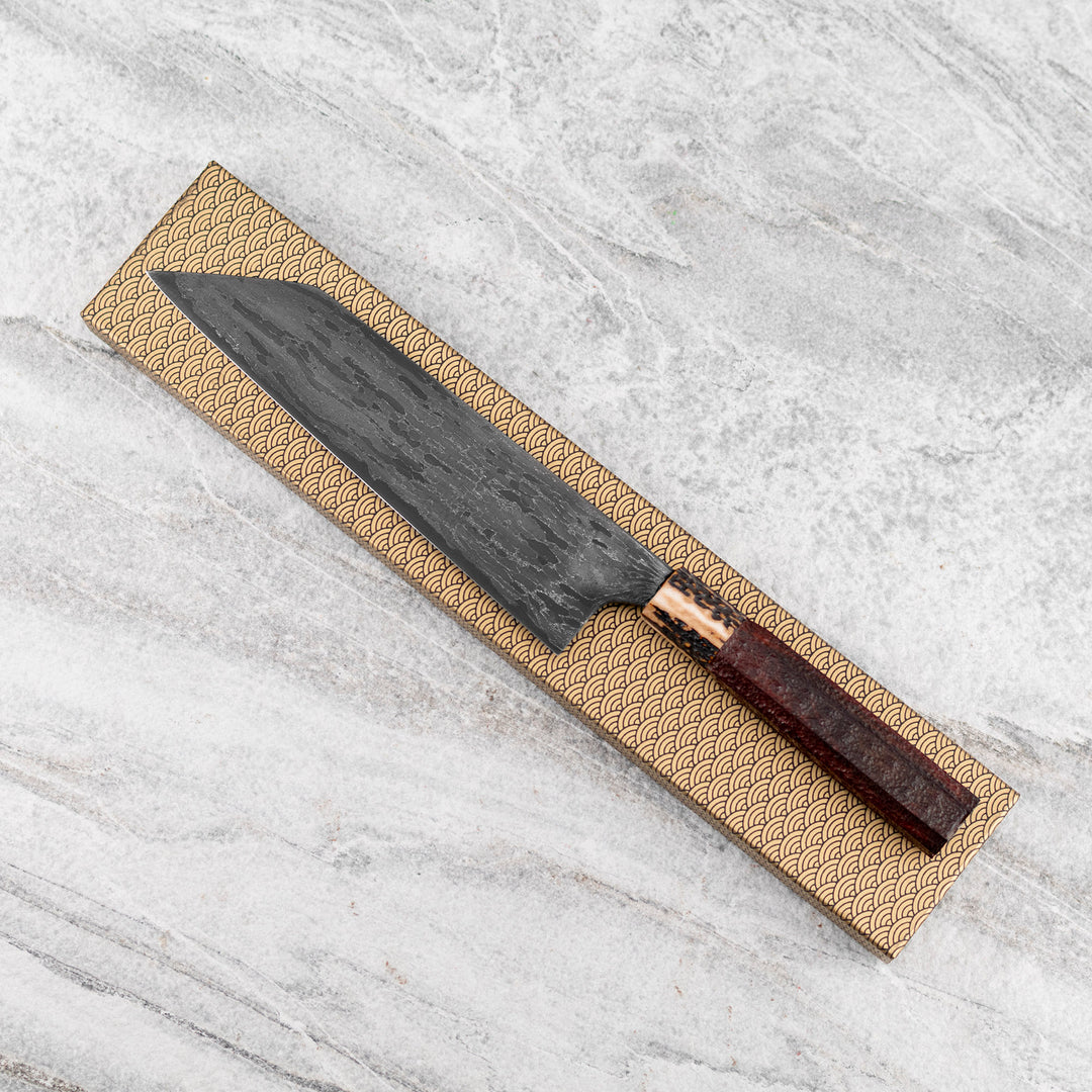 Kiritsuke Gyuto 21 cm Naoki Mazaki Hon-Sanmai Damascus Wootz  Aogami#1/Iron