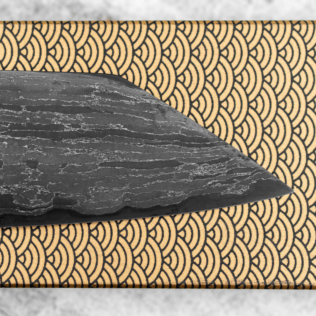 Kiritsuke Gyuto 21 cm Naoki Mazaki Hon-Sanmai Wootz  Damascus Aogami Super/Iron
