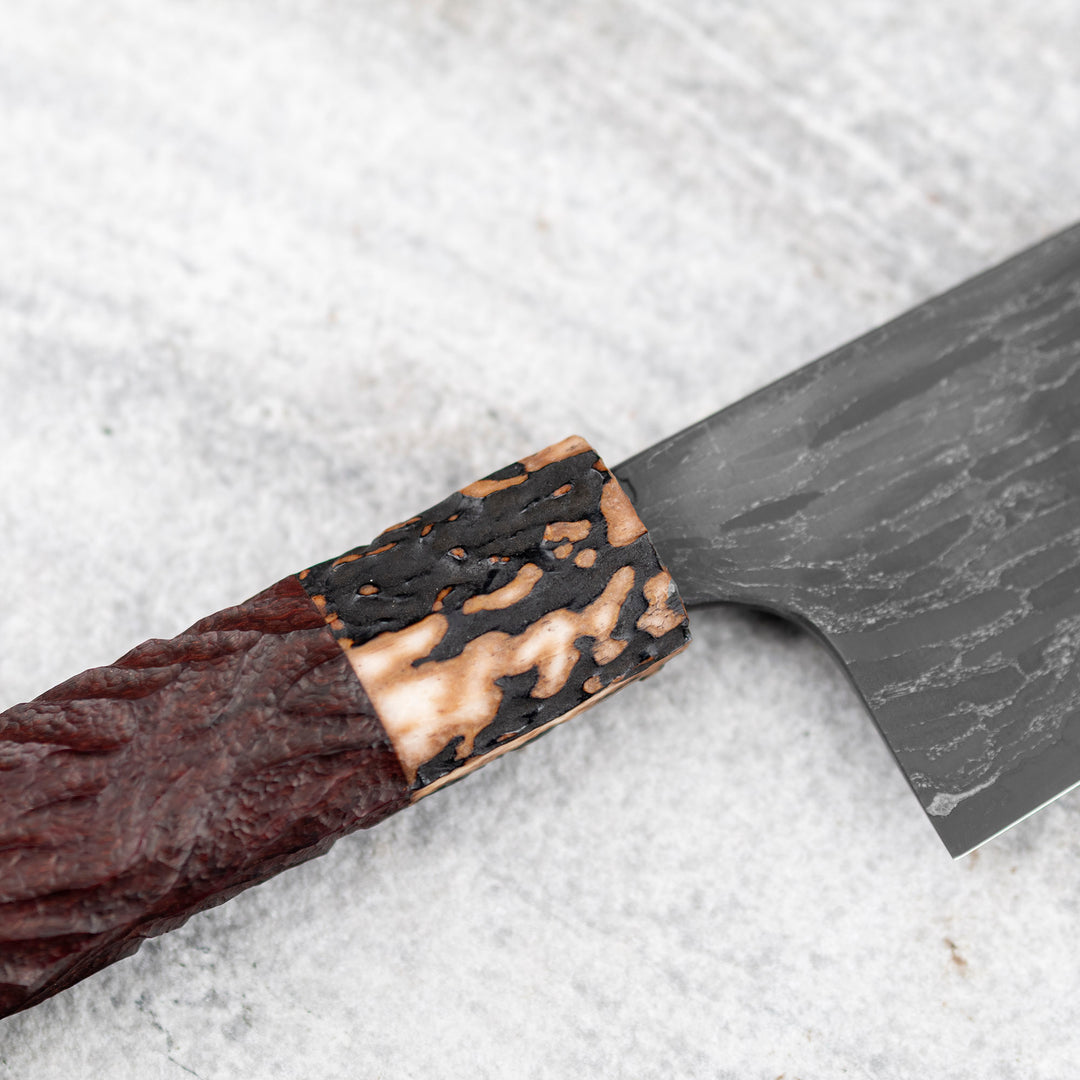 Kiritsuke Gyuto 21 cm Naoki Mazaki Hon-Sanmai Wootz  Damascus Aogami Super/Iron