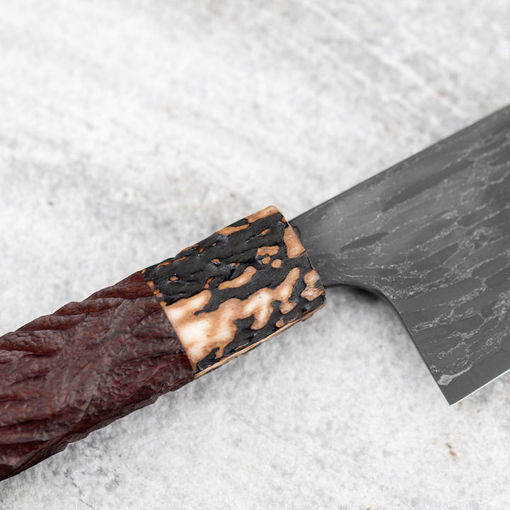 Kiritsuke Gyuto 21 cm Naoki Mazaki Hon-Sanmai Wootz  Damascus Aogami Super/Iron