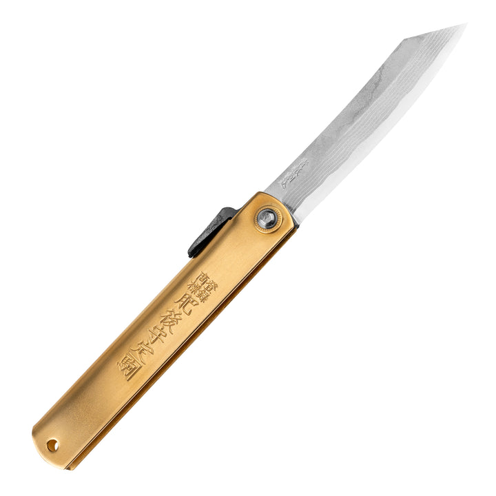 Pocket Knife 9,5 cm Higonokami Kanekoma Engrawing Black Damascus Aogami#2