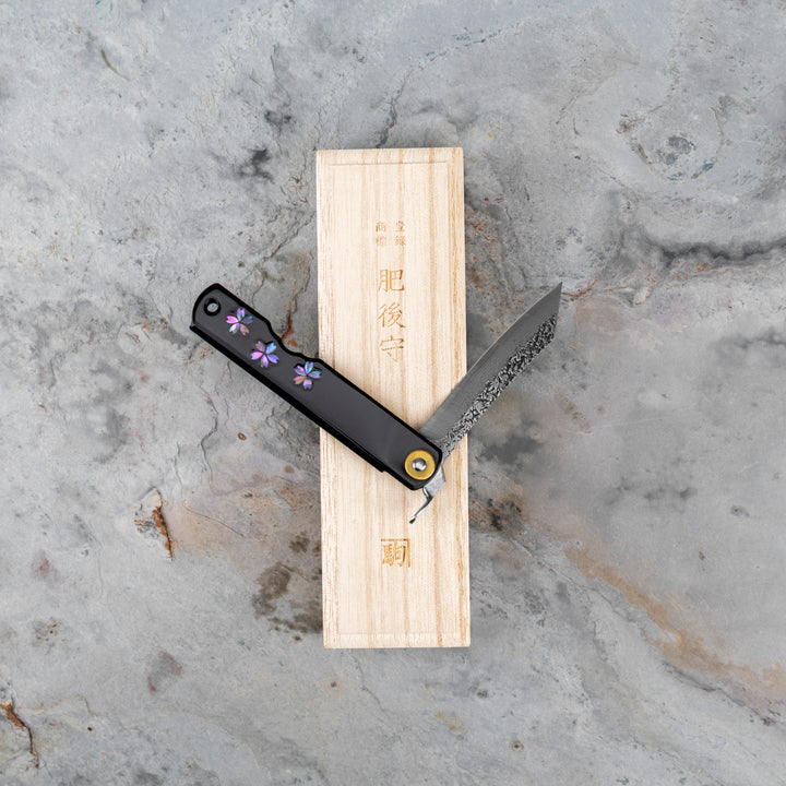 Pocket Knife 7,5 cm Higonokami Kanekoma Sakura Urushi VG-10