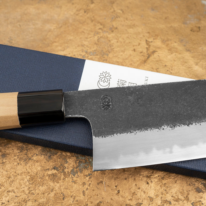 Nakiri 16,5 cm Sakai Kikumori Kikuzuki Kurouchi Shirogami#2/Iron