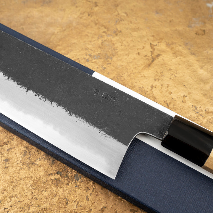 Nakiri 16,5 cm Sakai Kikumori Kikuzuki Kurouchi Shirogami#2/Iron