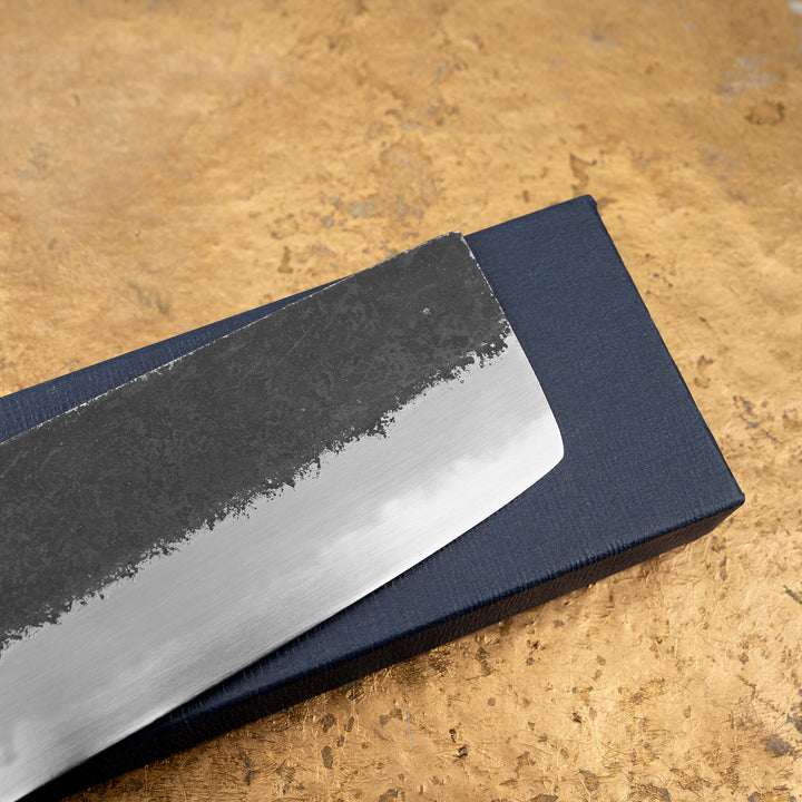Nakiri 16,5 cm Sakai Kikumori Kikuzuki Kurouchi Shirogami#2/Iron