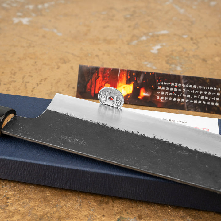 Nakiri 16,5 cm Sakai Kikumori Kikuzuki Kurouchi Shirogami#2/Iron