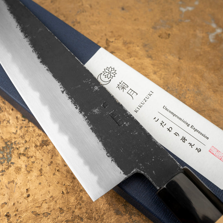 Gyuto 19,5 cm Sakai Kikumori Kikuzuki Kurouchi Shirogami#2/Iron