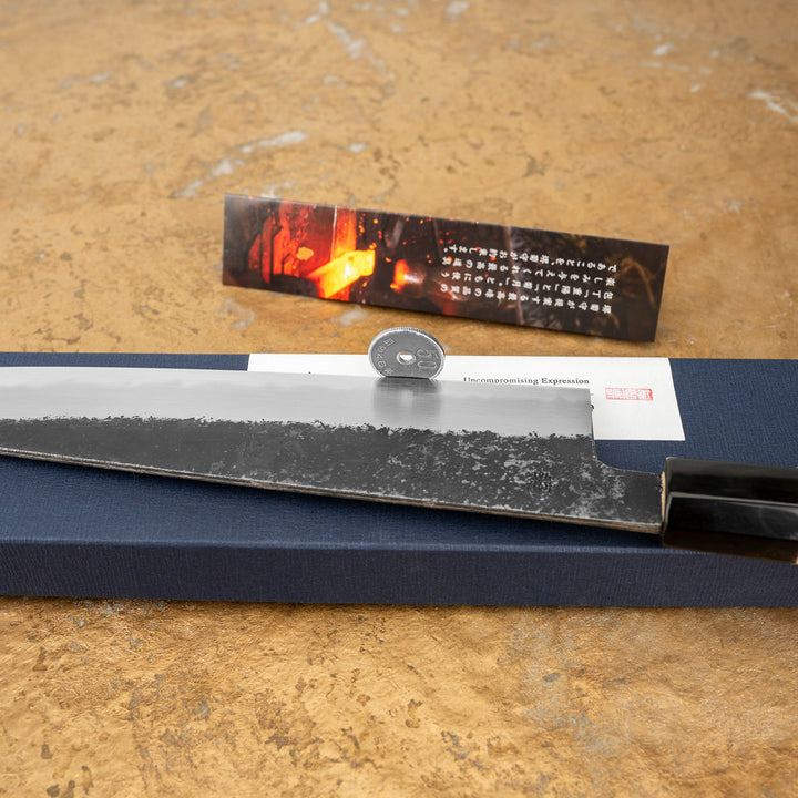 Gyuto 23 cm Sakai Kikumori Kikuzuki Kurouchi Shirogami#2/Iron