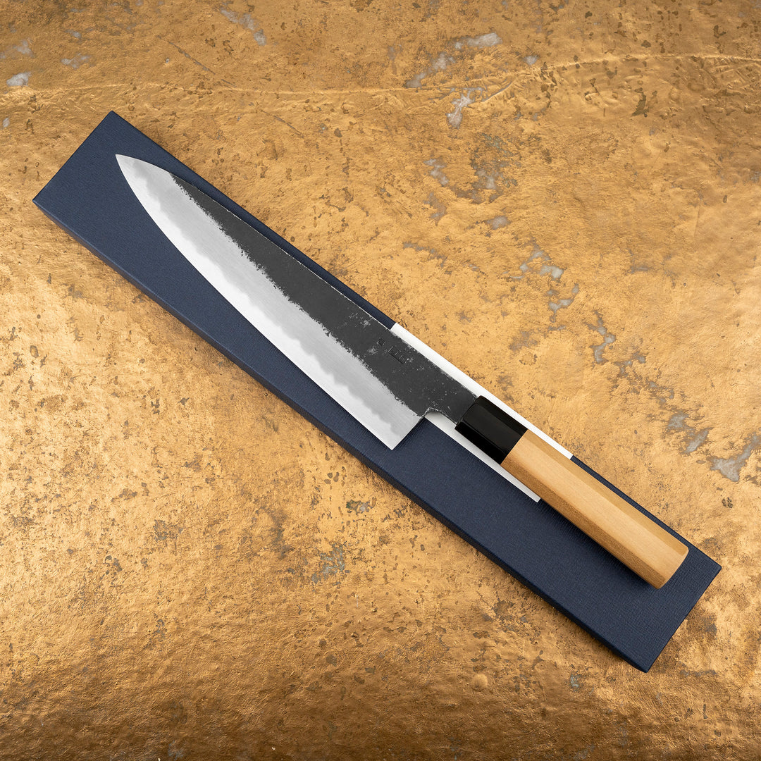 Gyuto 23 cm Sakai Kikumori Kikuzuki Kurouchi Shirogami#2/Iron