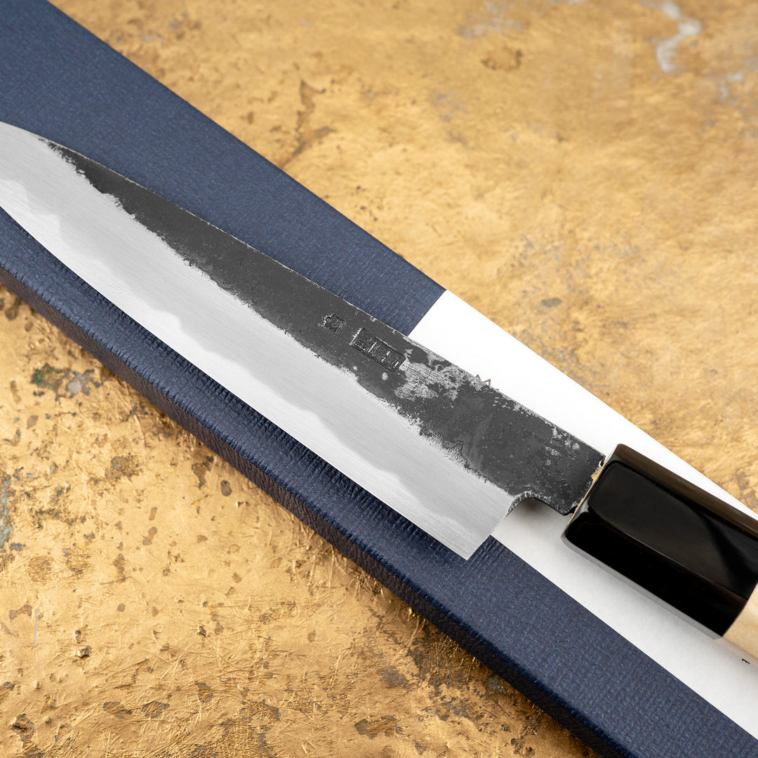 Petty 14 cm Sakai Kikumori Kikuzuki Kurouchi Shirogami#2/Iron