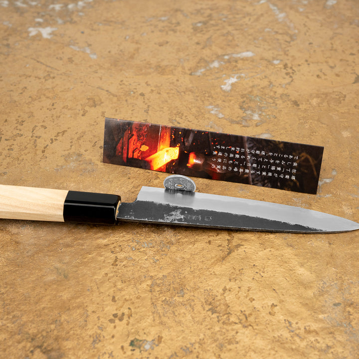 Petty 14 cm Sakai Kikumori Kikuzuki Kurouchi Shirogami#2/Iron