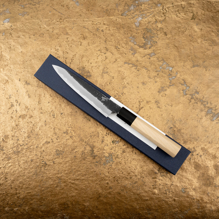 Petty 14 cm Sakai Kikumori Kikuzuki Kurouchi Shirogami#2/Iron