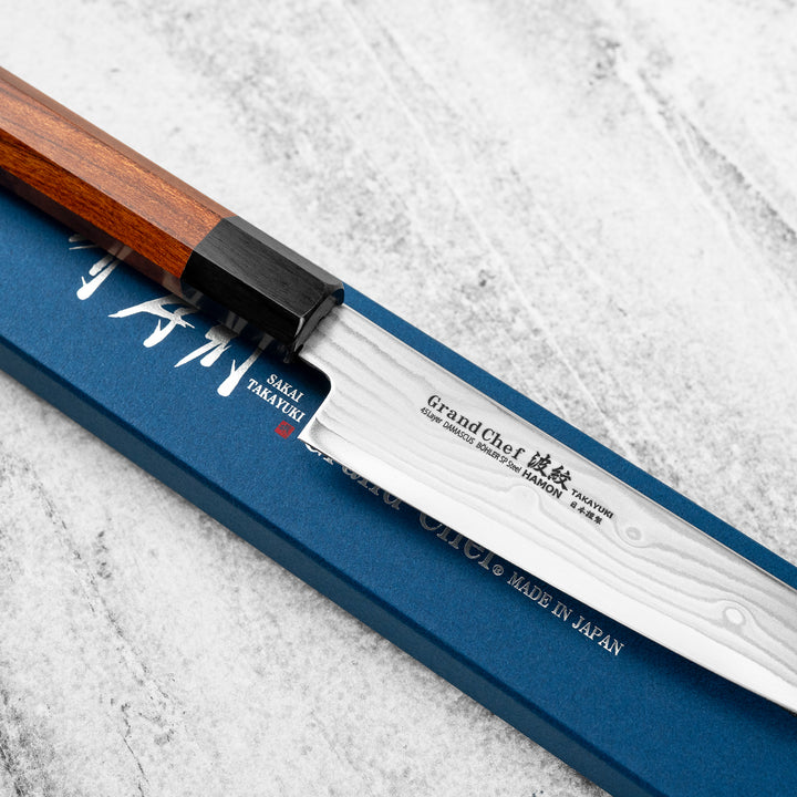 Petty 15 cm Sakai Takayuki GrandChef Damascus Bohler N685