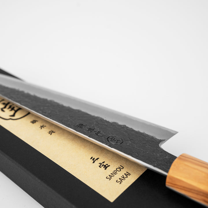 Gyuto 20 cm Sakai Takayuki Sanpou Mizu Shirogami#2/Iron