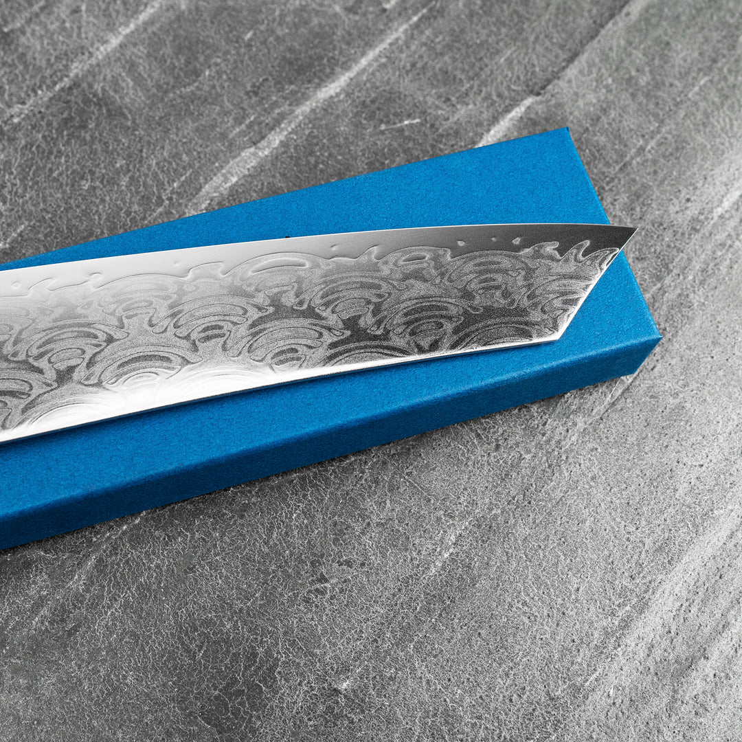 Kengata Santoku 16 cm Sakai Takayuki Seigaiha Damascus Bohler N685