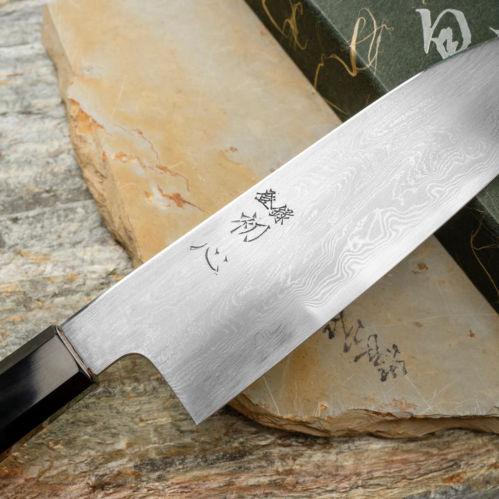 Santoku 17 cm Satoshi Nakagawa Damascus Aogami#1/Iron
