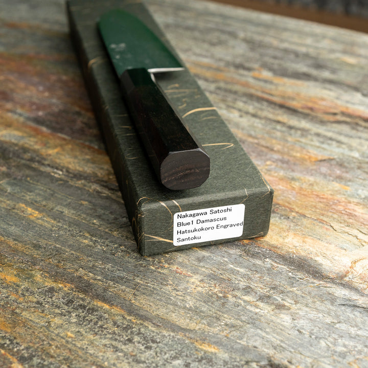 Santoku 17 cm Satoshi Nakagawa Damascus Aogami#1/Iron