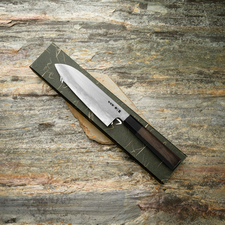 Santoku 17 cm Satoshi Nakagawa Damascus Aogami#1/Iron